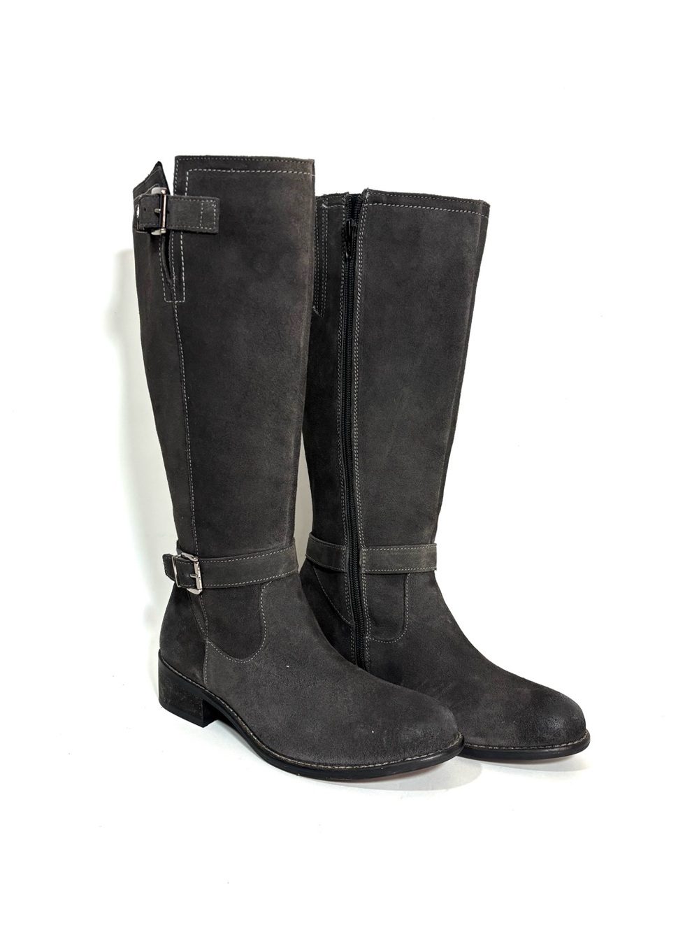 Earth Shoes Woodland Hardwick Charcoal Grey Suede Tall Knee High Boots Sz 6.5